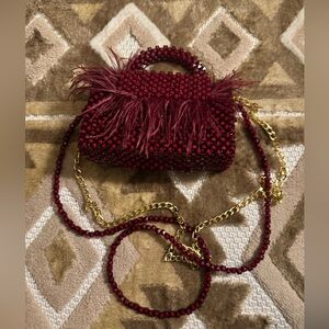 Unique Handmade burgu crystal bag with gold handle and crystal cross bag strap